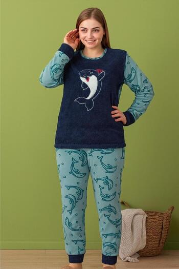 RAPAPA Women's Plus Size Fleece Pajama Set – Soft and Warm 60057