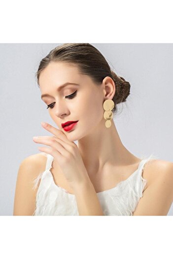 Pursehuit Golden earrings, with clips, long, with hoops, Elena C3