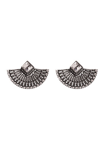 Pursehuit Golden earrings, fan shape, with stones, Aurelie C2