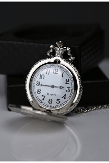 imsaconcept Ataturk 1881-1938 Embossed Silver Color Watch with Chain and Box