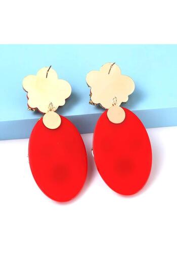 Pursehuit Red, oval earrings with stones, Holly C1