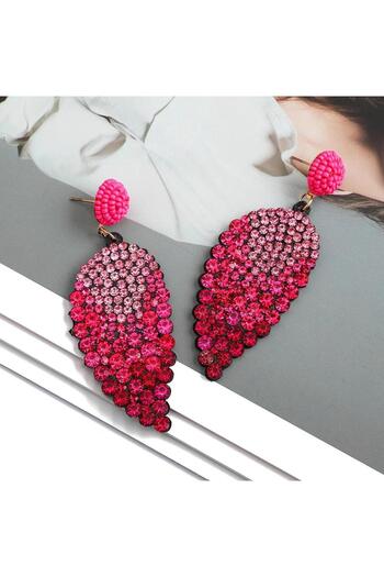Pursehuit Pink earrings, wing shape, with stones, Reika C2