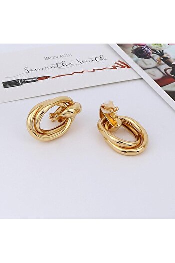 Pursehuit Gold earrings, with clips and knot, Elisabeta C6