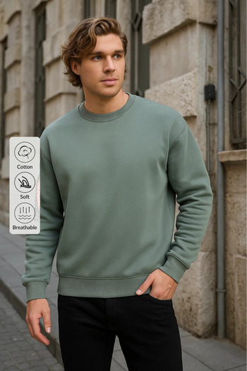 COMBİNE MİCHAİL Men's Crew Neck Casual Sweatshirt