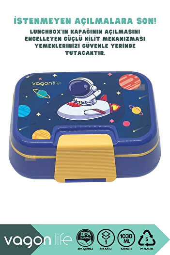 Vagonlife Bento 1030ml Lunchbox New Collection Single Layer 3 Compartments Pp Plastic Lunch Box Food Container