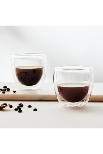 Generic طقم أكواب قهوة بوروسيليكات من قطعتين - 250 مل