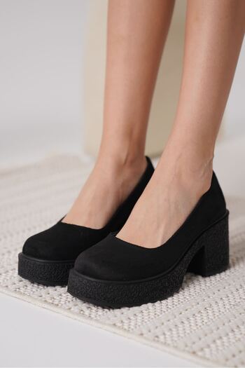 EMOYRA Talya black suede women's daily shoes