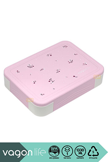 Vagonlife Bento 1330ml Lunch Box New Collection Single Layer 5 Compartments Pp Plastic Children's Lunch Box Food Container