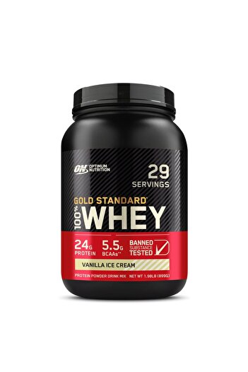 Optimum Nutrition Gold Standard 100% Whey Protein Powder, Vanilla Ice Cream, 2 Pound (Packaging May
