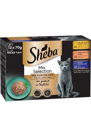 SHEBA Premium Loaf Mix Selection, Pack of 12x70g