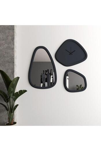 4gdran Wooden decorative clock with two mirrors
