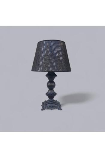 DEDE Lamp Base Black Static Painted Black with Rattan Hat