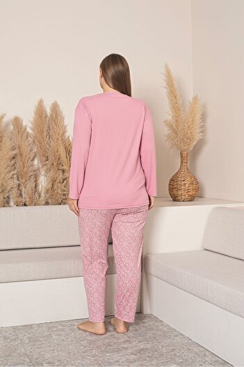 Asel Büyük Beden Raporlu İnterlok Kumaş Pijama Takımı