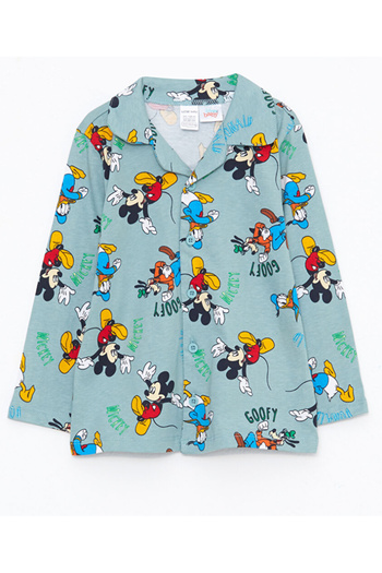 LC Waikiki LCW Baby Polo Yaka Uzun Kollu Mickey Mouse Baskılı Erkek Bebek Pijama Takımı