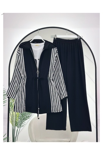YEDİLALE Belden Tunnel Drawstring Zipper Jacket Pants Double Set [38-46 Size Range]