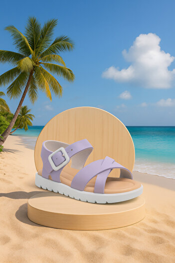 Zilvana Colorful Cross-Strapped Buckle Summer Casual Children's Sandals – Non-Slip White Sole, Comfortable and Stylish