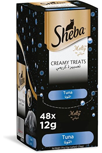 SHEBA Cat Food, Melty Tuna Flavor Cat Food Wet Creamy Treats, Pack of 48x12g