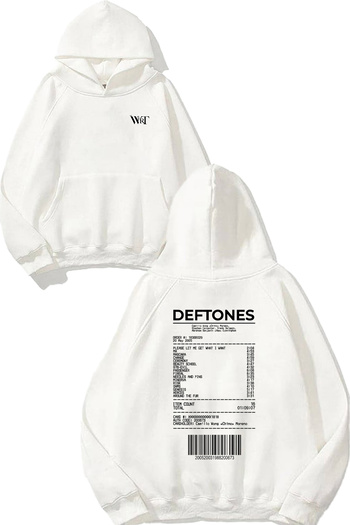 THEWERT Hanorac alb cu glugă cu imprimeu pe spate Deftones 12 Design