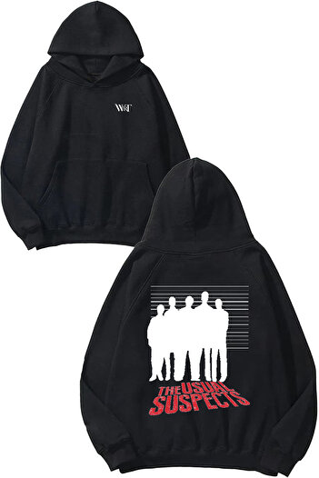 THEWERT The Usual Suspects 4 Design Back Printed Black Hooded Sweatshirt