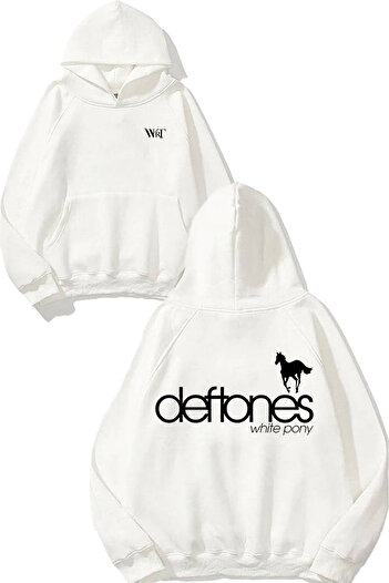 THEWERT Deftones 8 Design Back Printed White Hooded Sweatshirt