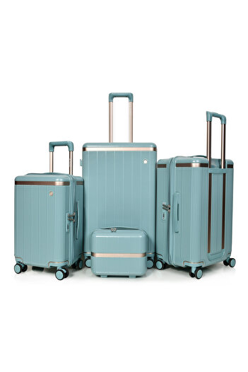 MORANO Durable and lightweight four-piece suitcase with four spinner wheels and a numbered security lock.