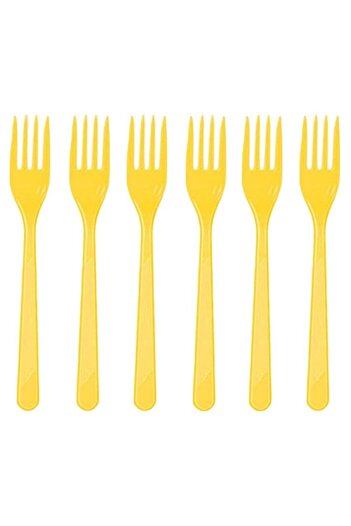 BAL10 DÜNYASI Bal10 Plastic Yellow Color Forks 25 Pieces