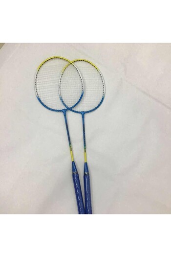 Brother Toys 2 Pcs Badminton Racket and Bag + Badminton Ball Deluxe High Quality Set Blue Color