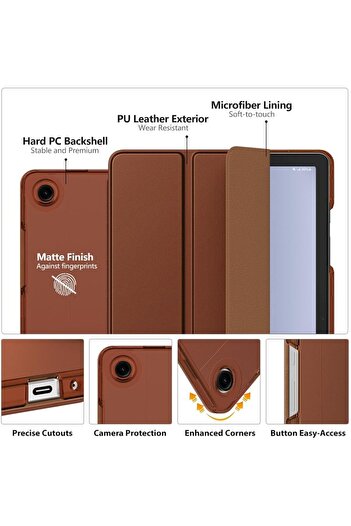 m.tk moveteck Samsung Galaxy Tab A9 Plus 11 Inç Kılıf Smart Uyku Modlu Standlı Şeffaf Kapaklı Sm-x210 (UYUMLU)