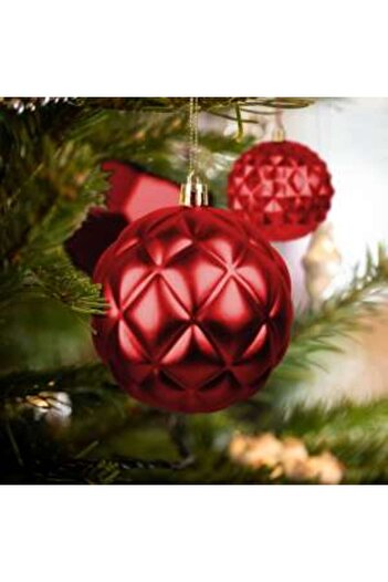 Mercaton Set of red Christmas tree balls 6 pieces/pack matte color