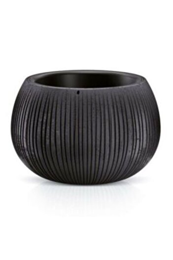 Mercaton Ghiveci Rotund pentru Flori, Material Rasina si PP, Rezistent UV, 24 x 16 cm, Negru