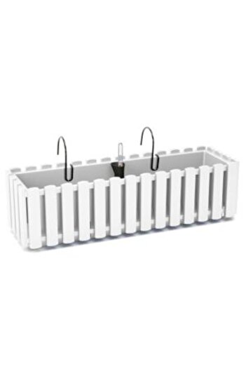 Prosperplast Decorative planter, metal stand, irrigation system, white, 58x18x16.2 cm, Boardee