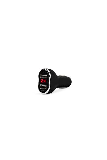 Mercaton Car Charger – 2 x USB, with Voltmeter – Black