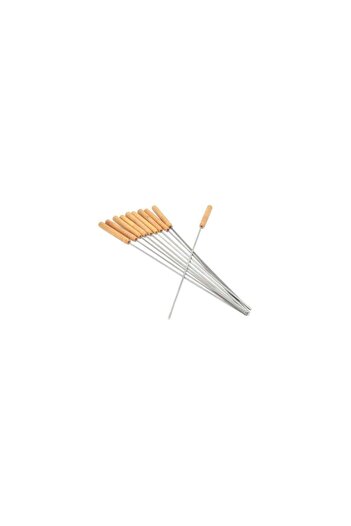 Perfect Home Skewers for barbecue, chromed steel, wooden handle, set of 10 pcs, 41 cm,