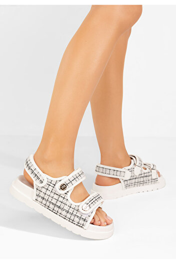 B T Shoes Sandale dama fara toc Ailyna albe