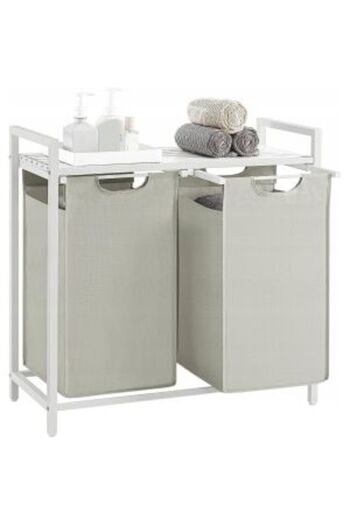 Mercaton Bathroom Cabinet, Mercaton, MDF Shelf, Steel Frame, 2 Laundry Compartments, White, 73x33x72 cm