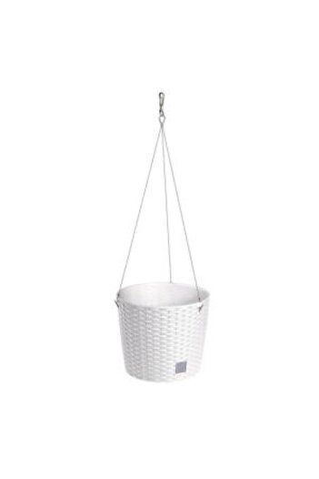 Prosperplast Decorative Pot with Chain, Round, White, 25.621.9 cm, Rato Round WS
