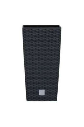 Prosperplast Decorative Flower Pot, Square, 32.5×32.5×61 cm, Rattan-Imitation, Anthracite,