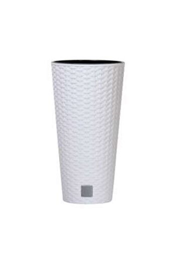 Prosperplast Flower pot, Prosperplast, Rato Tubus, tall round, 64 L, rattan imitation, white, 40×76.3 cm