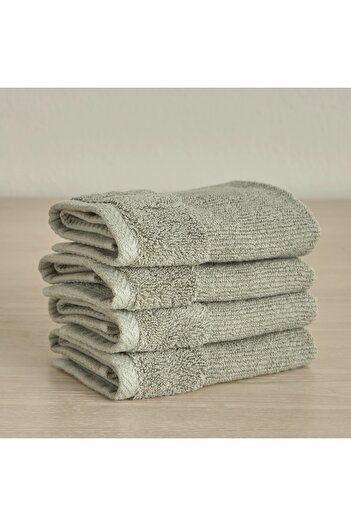Generic Ribbed 4-Piece Turkish Cotton Fingertip Towel Set - 30x30 cm
