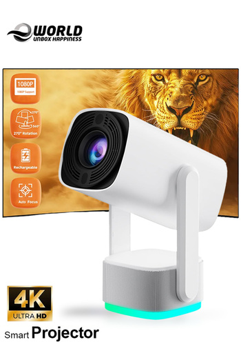 Eworld Rechargeable 5000 Lumens HD Smart Mini Projector, 4K Support, 150-Inch Rotating Display
