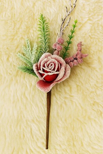 BeySüS Christmas Tree Ornament Snowy Rose Kokina Branch 30 cm