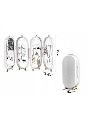 KESNUP Foldable jewelry box with mirror, White