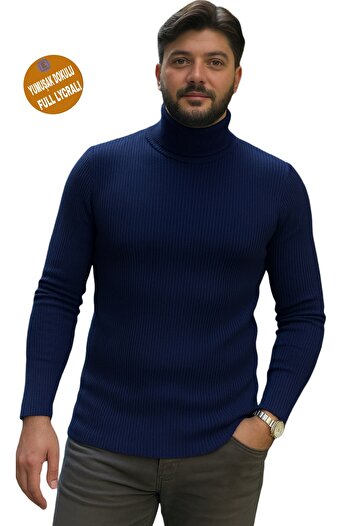 EMKA GİYİM Men's Slimfit Full Lycra High Neck Turtleneck Sweater