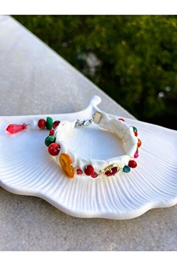 madam shushu Handmade Stone Decorated Bracelet (Ribbon Weave)