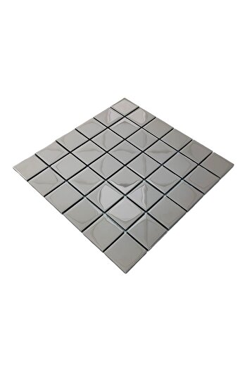 MozaiKristaL Hobi ve Sanatsal Çalışmalar için 48x48mm. Gümüş Krom, 30x30cm. Fileli Kristal Mozaik.