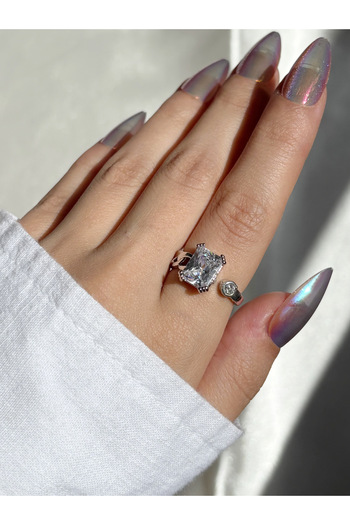 Eylülün Takısı Women's Silver Color Design Single Stone Ring