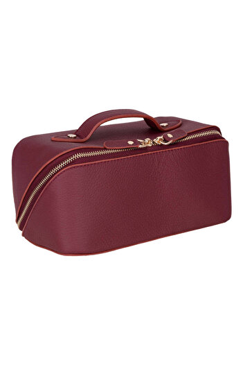BloominBag Ella Terra Burgundy Leather Makeup Bag