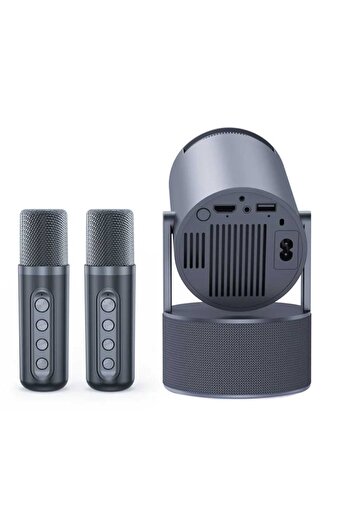 SMART BARRY HT5PRO 4K HDR 5G Home Stereo Karaoke Projector with 2 Wireless Microphones Black