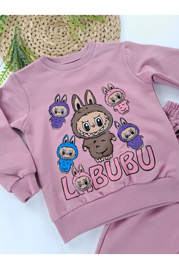 Butik Girl's Labubu Printed Seasonal 2 Thread Non-Shardon Double Set
