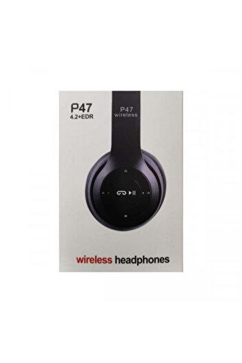 Poro Online CASTI WIRELESS P 47 RADIO MP 3 CARD MICROFON NEGRE